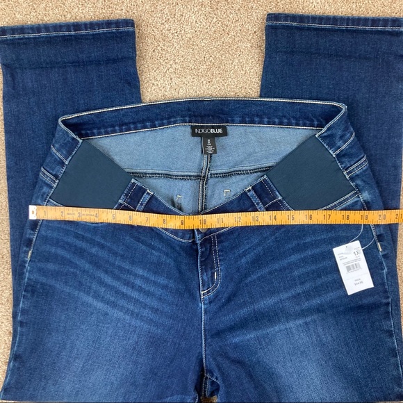 Indigo Blue Side Panel Crop Maternity Jeans NWT Z - Picture 9 of 16